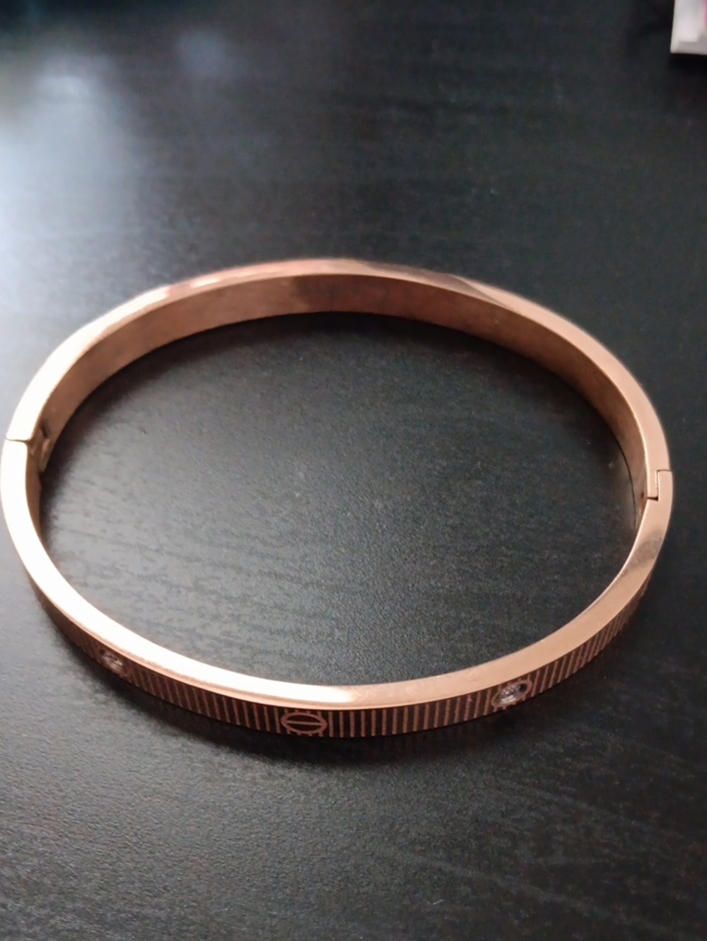 Rose Gold Bangle Bracelet with Crystal Accents